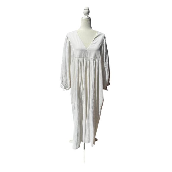 RHODE Bobby Tunic Dress in White M/L-Boho Cottagecore Cotton/Linen Blend - Picture 3 of 8